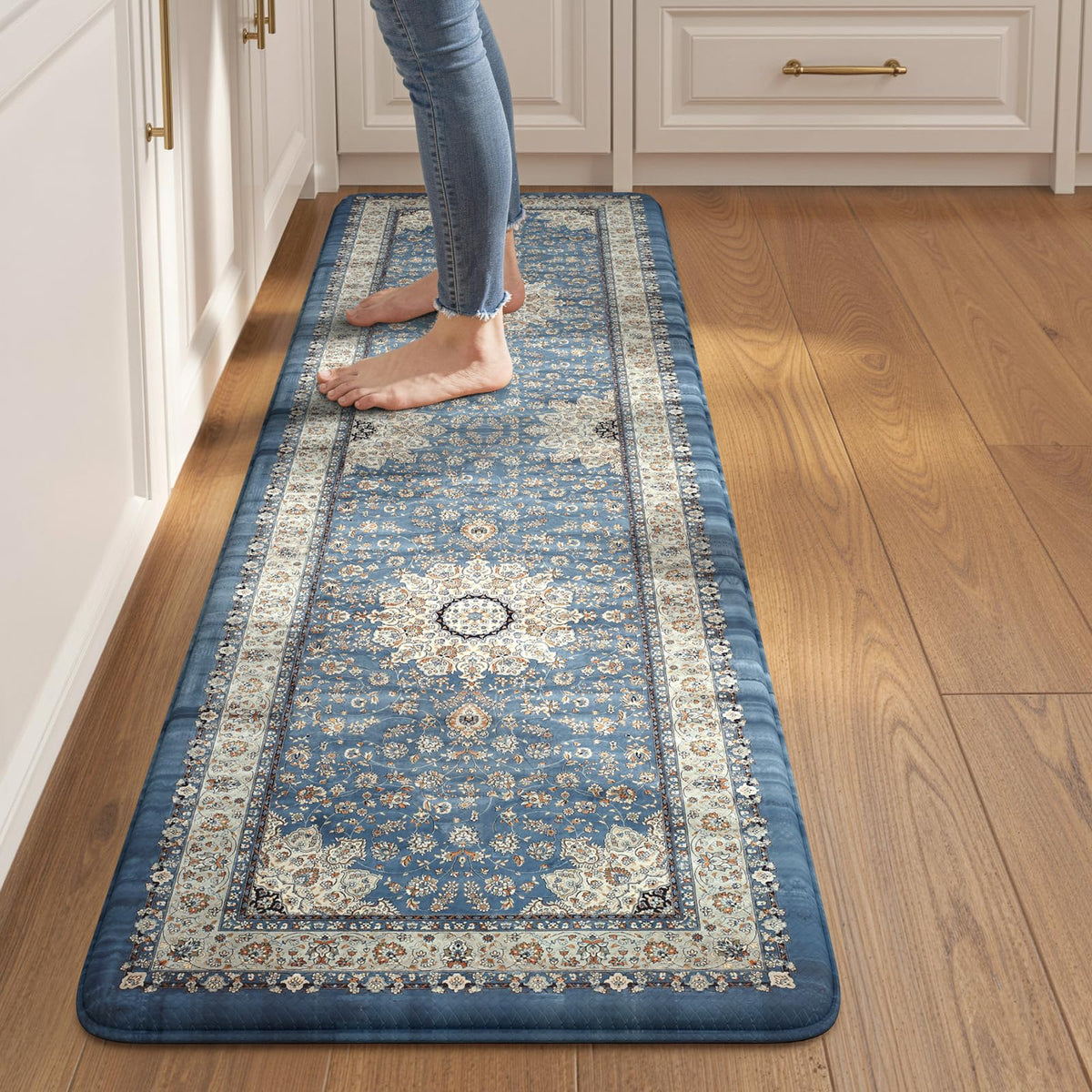 Collive Boho Kitchen Rugs Sets of 2 Fall Kitchen Mats for Floor Waterproof