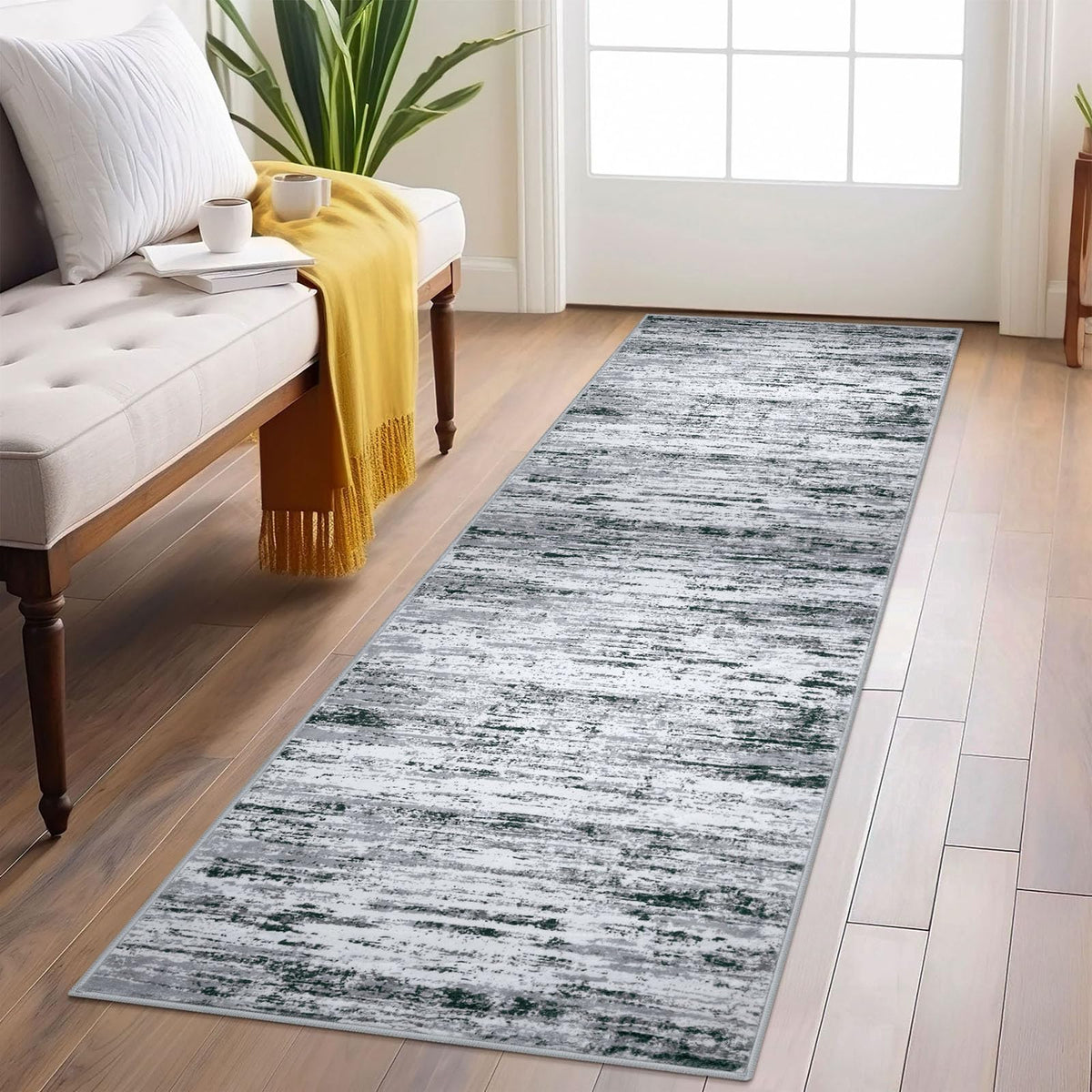 Lansny Modern Abstract 2x5 Runner Rug Non Slip Washable Kitchen Rugs
