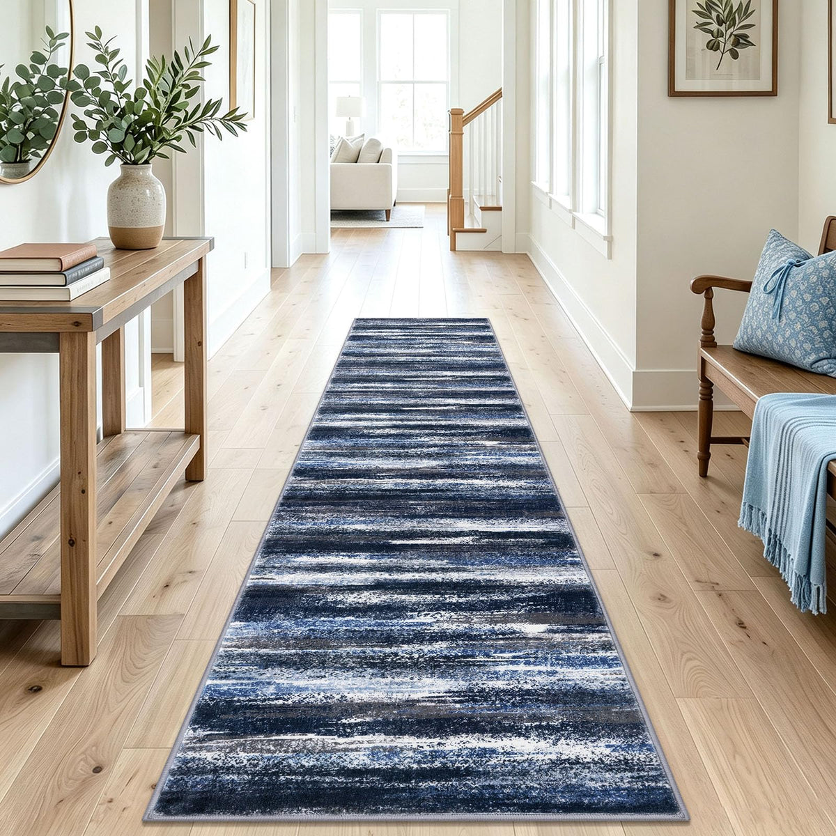 Lansny Modern Abstract 2x5 Runner Rug Non Slip Washable Kitchen Rugs