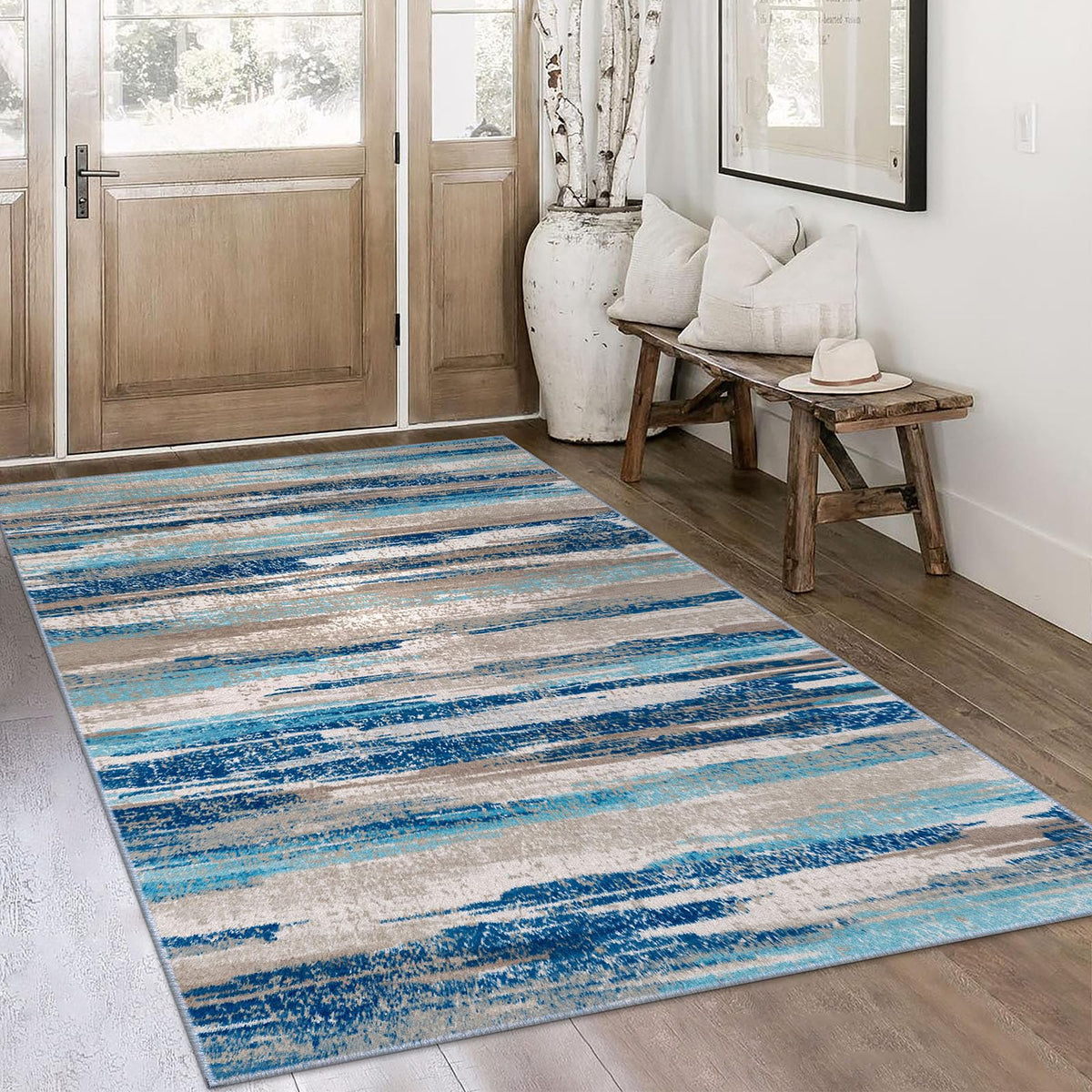 Lansny Modern Abstract 2x5 Runner Rug Non Slip Washable Kitchen Rugs