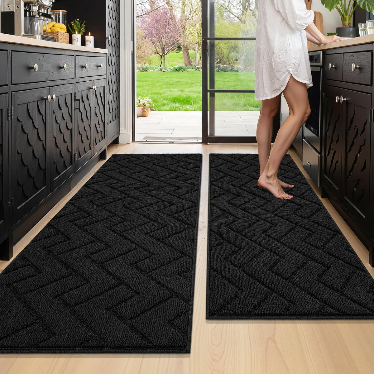 hicorfe Kitchen Runner Rug,20"x48"+20"x32" Kitchen Set,Non-Slip Kitchen Mat