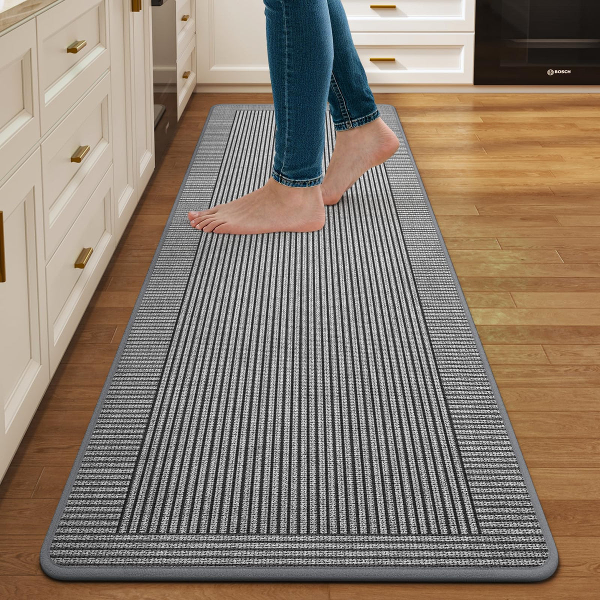 Kitchen Rugs Set of 2, Kitchen Mats for Floor,17x30+17x47 Brown