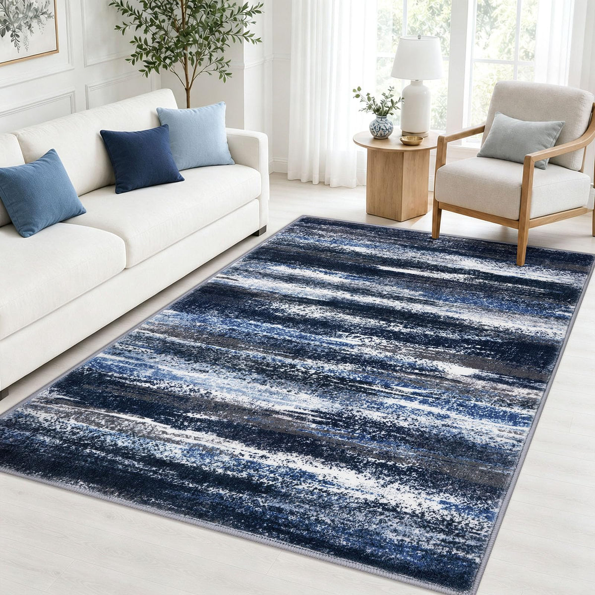 Lansny Modern Abstract 2x5 Runner Rug Non Slip Washable Kitchen Rugs