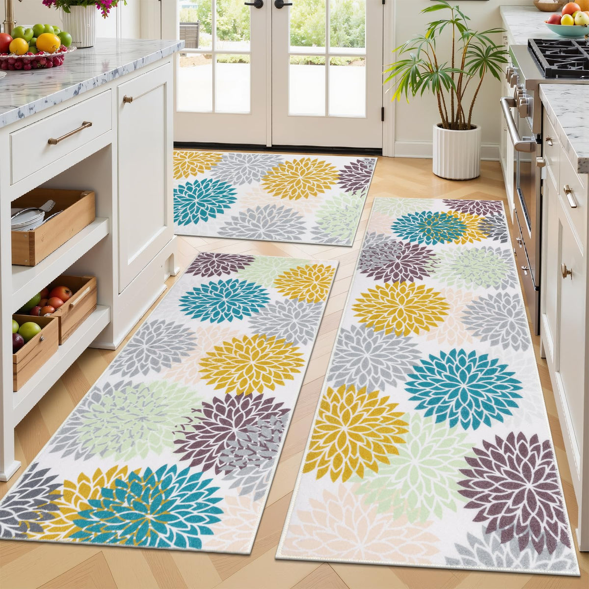 Ileading Kitchen Rugs Set 3 Piece, Non Slip Washable Kitchen Mats for Floor
