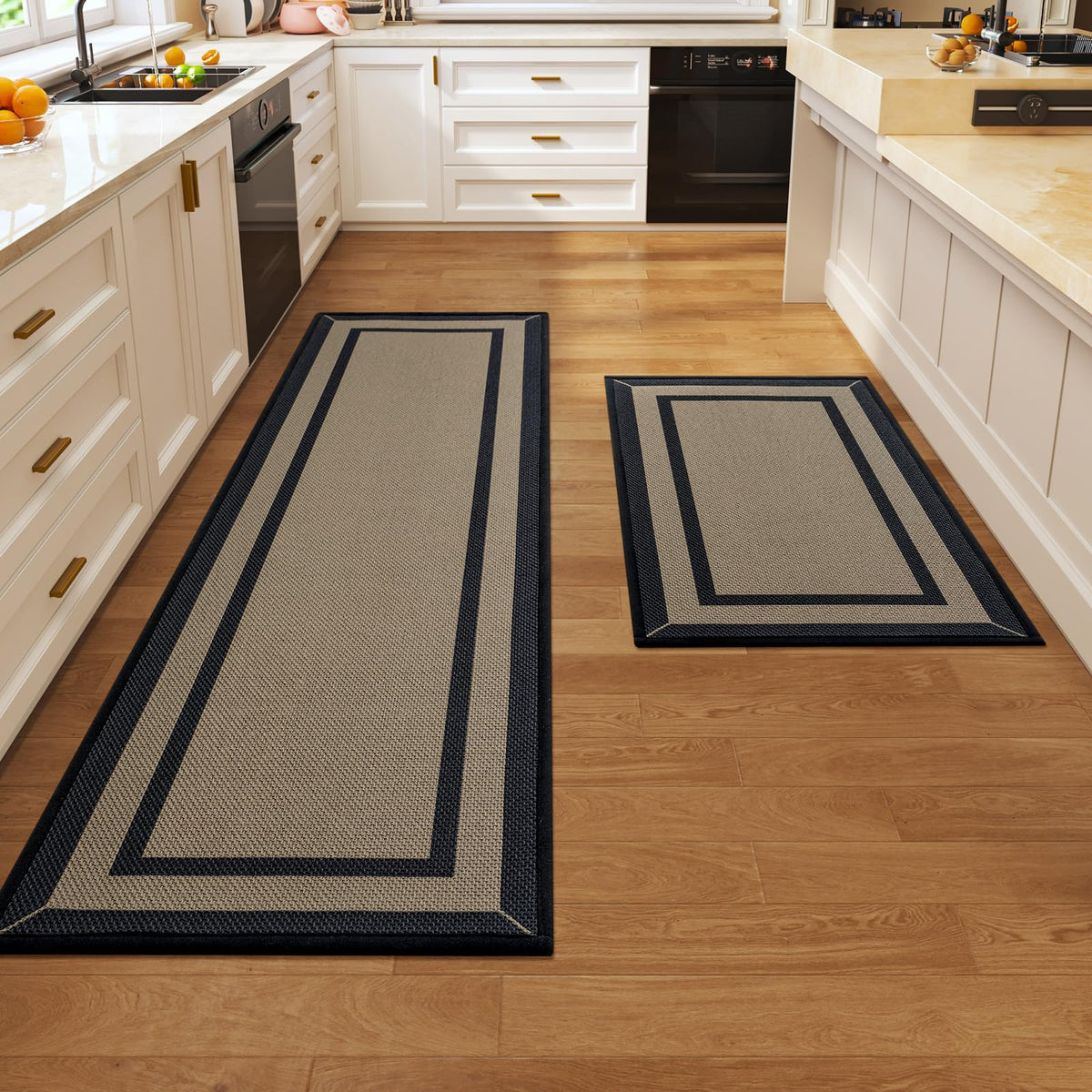Kitchen Rugs, Non Slip Rubber Backing Kitchen Mat, 17"x30", Brown
