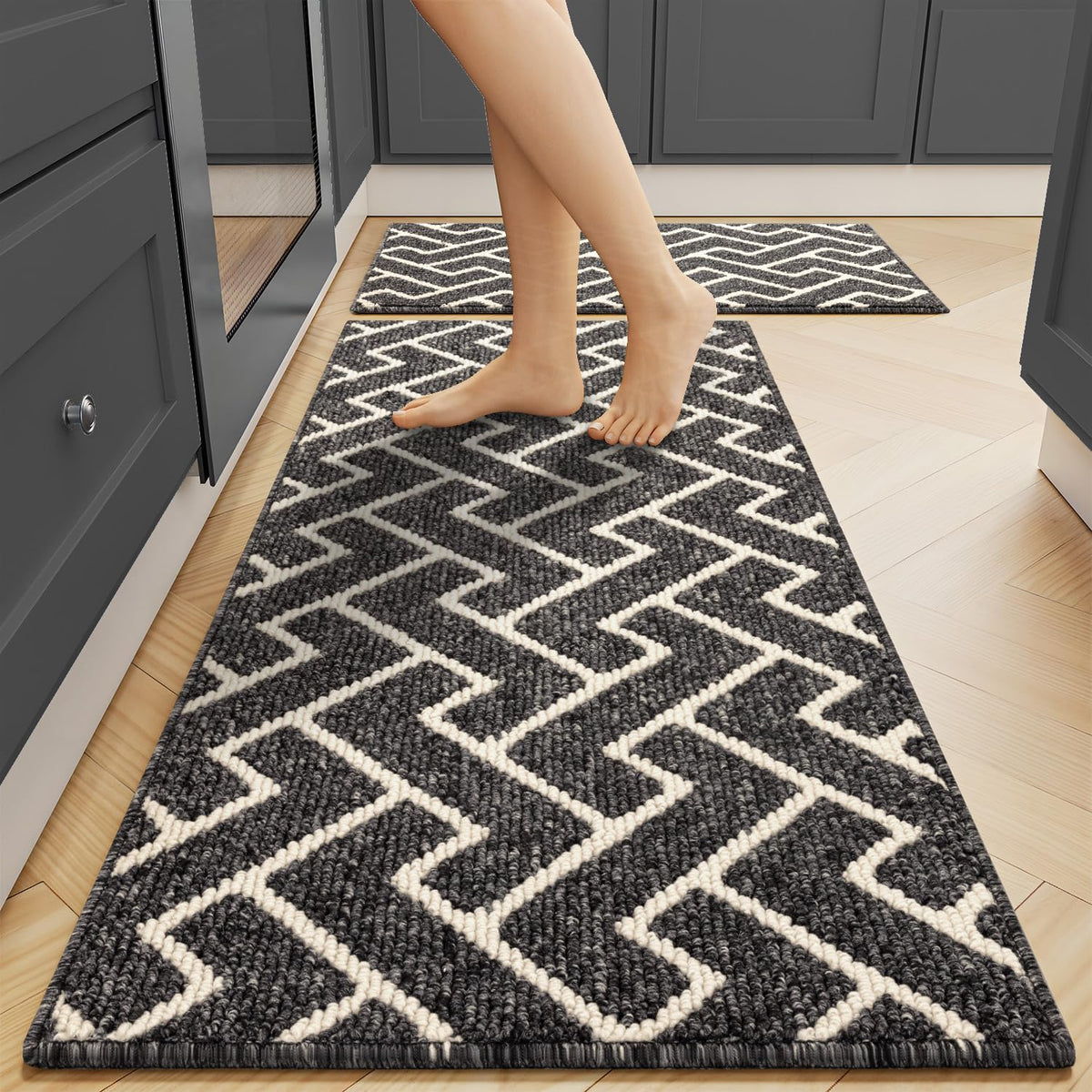 hicorfe Kitchen Runner Rug,20"x48"+20"x32" Kitchen Set,Non-Slip Kitchen Mat