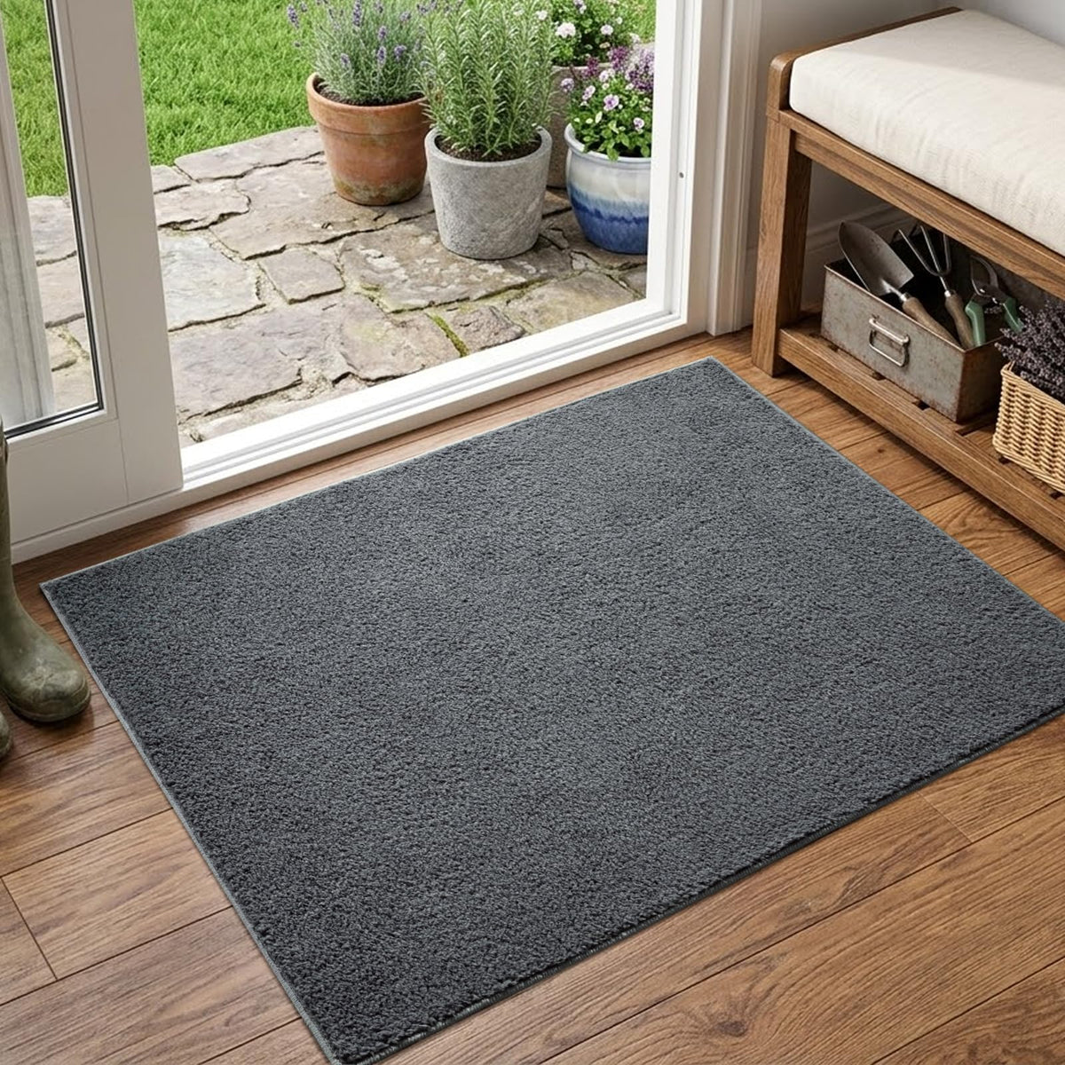 2x6 Grey Runner Rug Washable Non-Slip Soft for Kitchen Hallway Bathroom