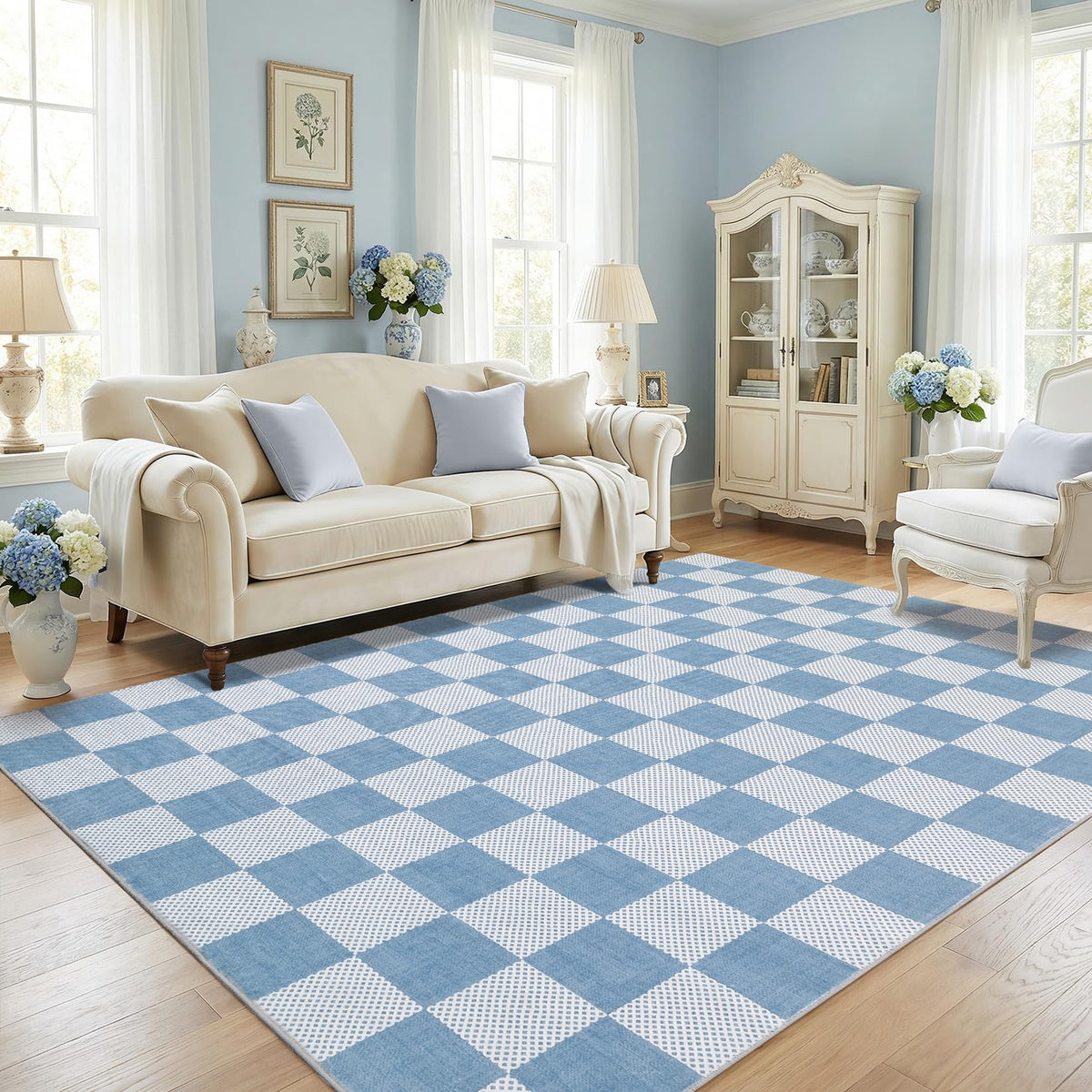 GarveeHome Checkered Pink 2x6 Washable Kitchen Runner Rug Low-Pile Entryway