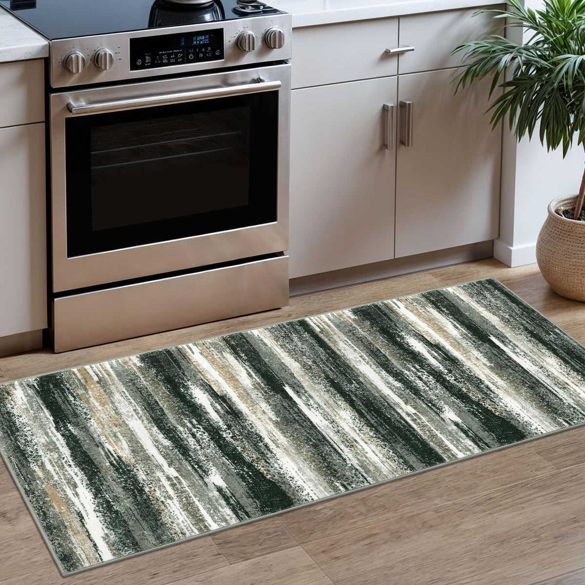Lansny Modern Abstract 2x5 Runner Rug Non Slip Washable Kitchen Rugs