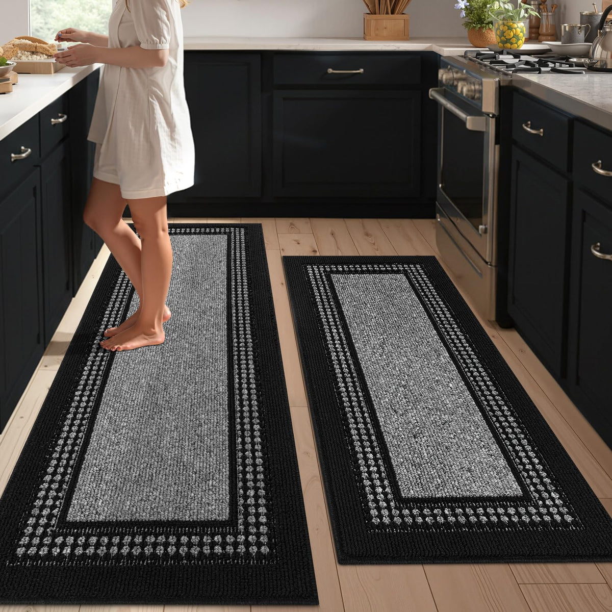 hicorfe Kitchen Runner Rugs,Set of 2 Non Slip Kitchen Mats for Floor