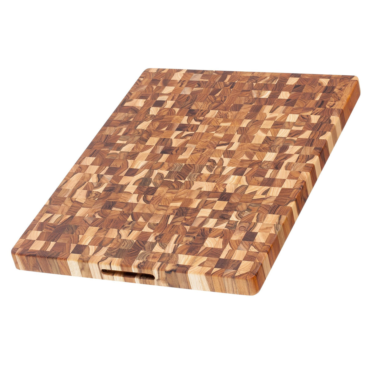 Teakhaus Thick End Grain Butcher Block with Grip Handles, Medium