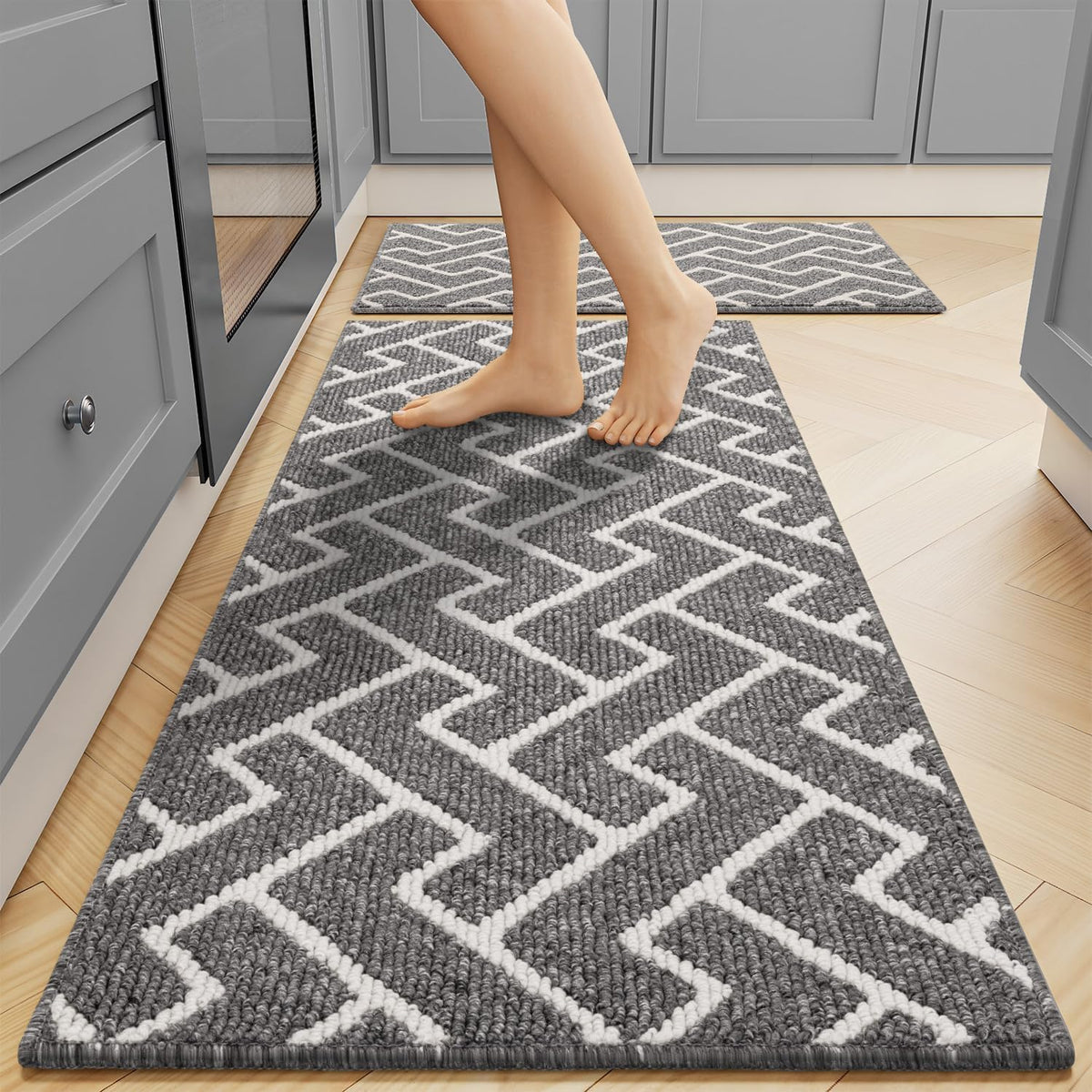 hicorfe Kitchen Runner Rug,20"x48"+20"x32" Kitchen Set,Non-Slip Kitchen Mat