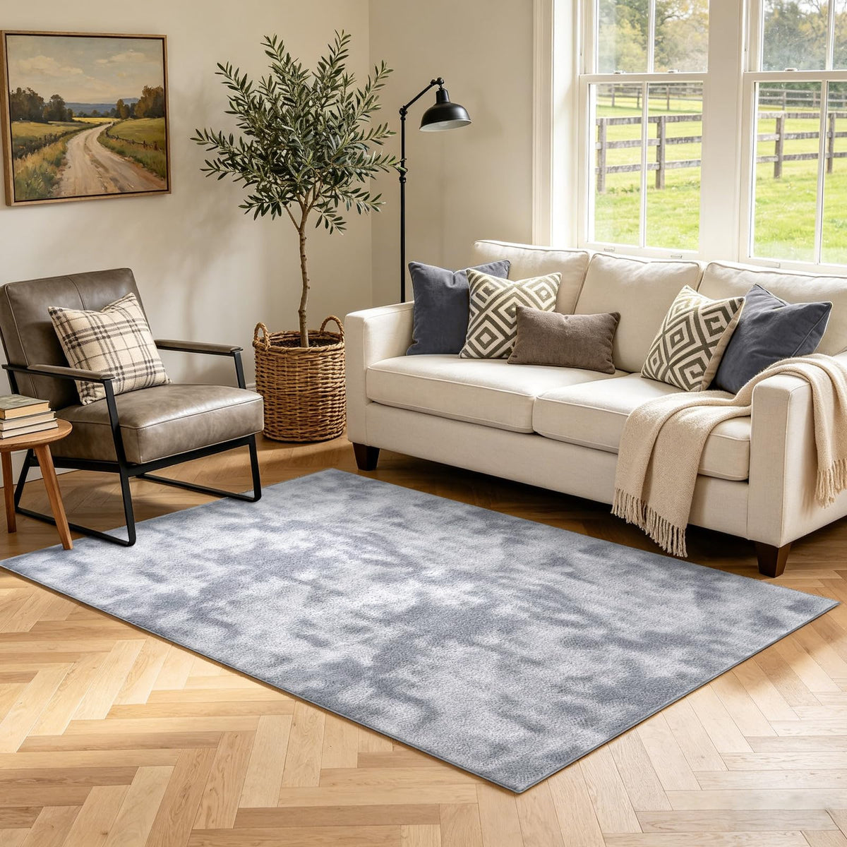 2x6 Grey Runner Rug Washable Non-Slip Soft for Kitchen Hallway Bathroom