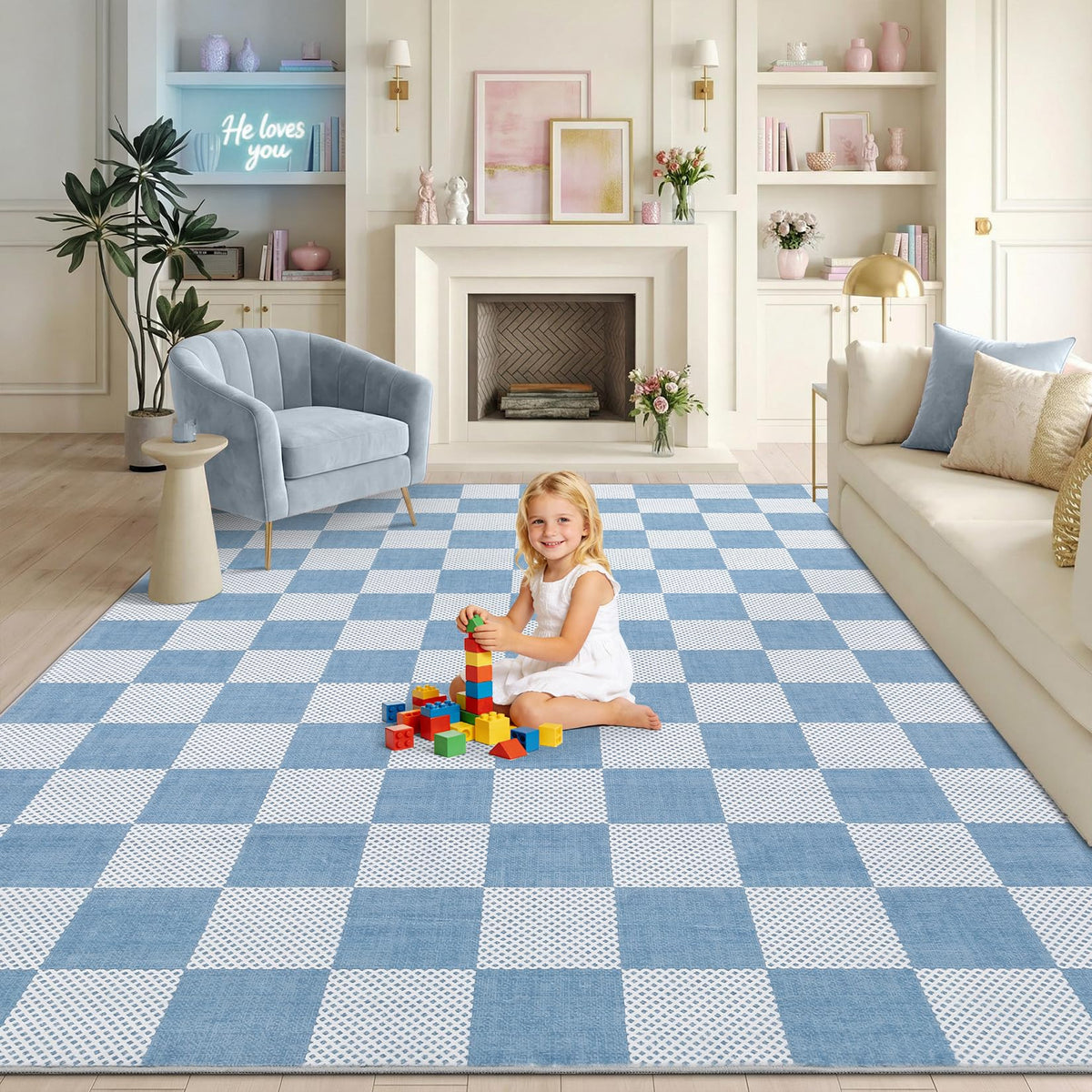 GarveeHome Checkered Pink 2x6 Washable Kitchen Runner Rug Low-Pile Entryway