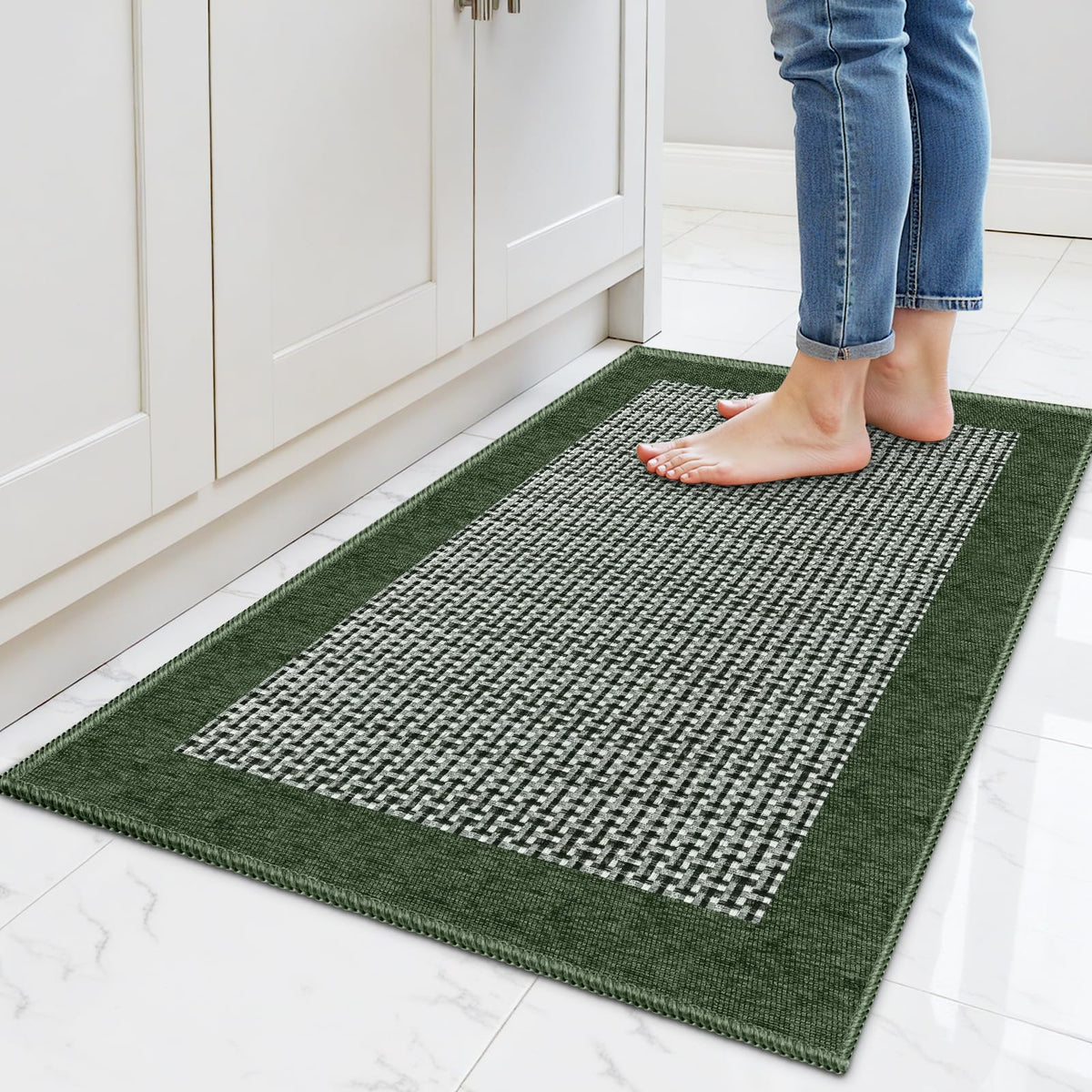 StepRite Chenille Kitchen Rug, Kitchen Mat for Floor, 32'' x 20'', Grey