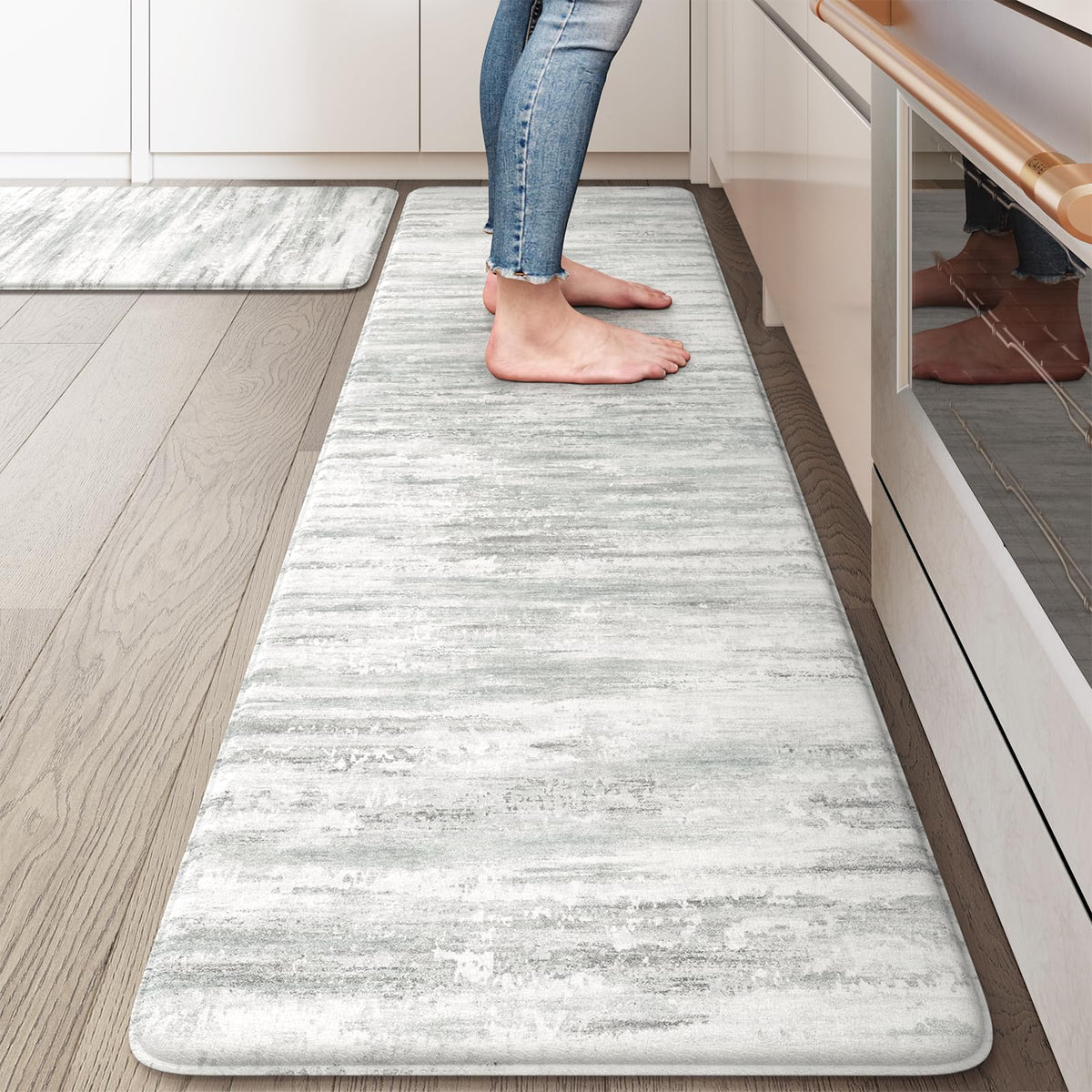 KIMODE Anti Fatigue Kitchen Mats for Floor 2 Piece, Abstract Kitchen Rugs