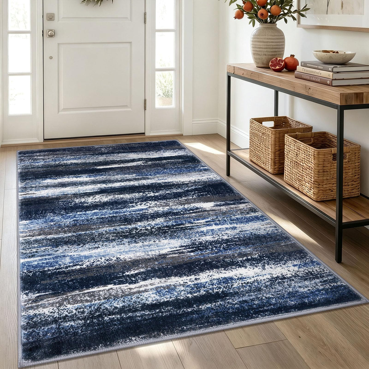 Lansny Modern Abstract 2x5 Runner Rug Non Slip Washable Kitchen Rugs