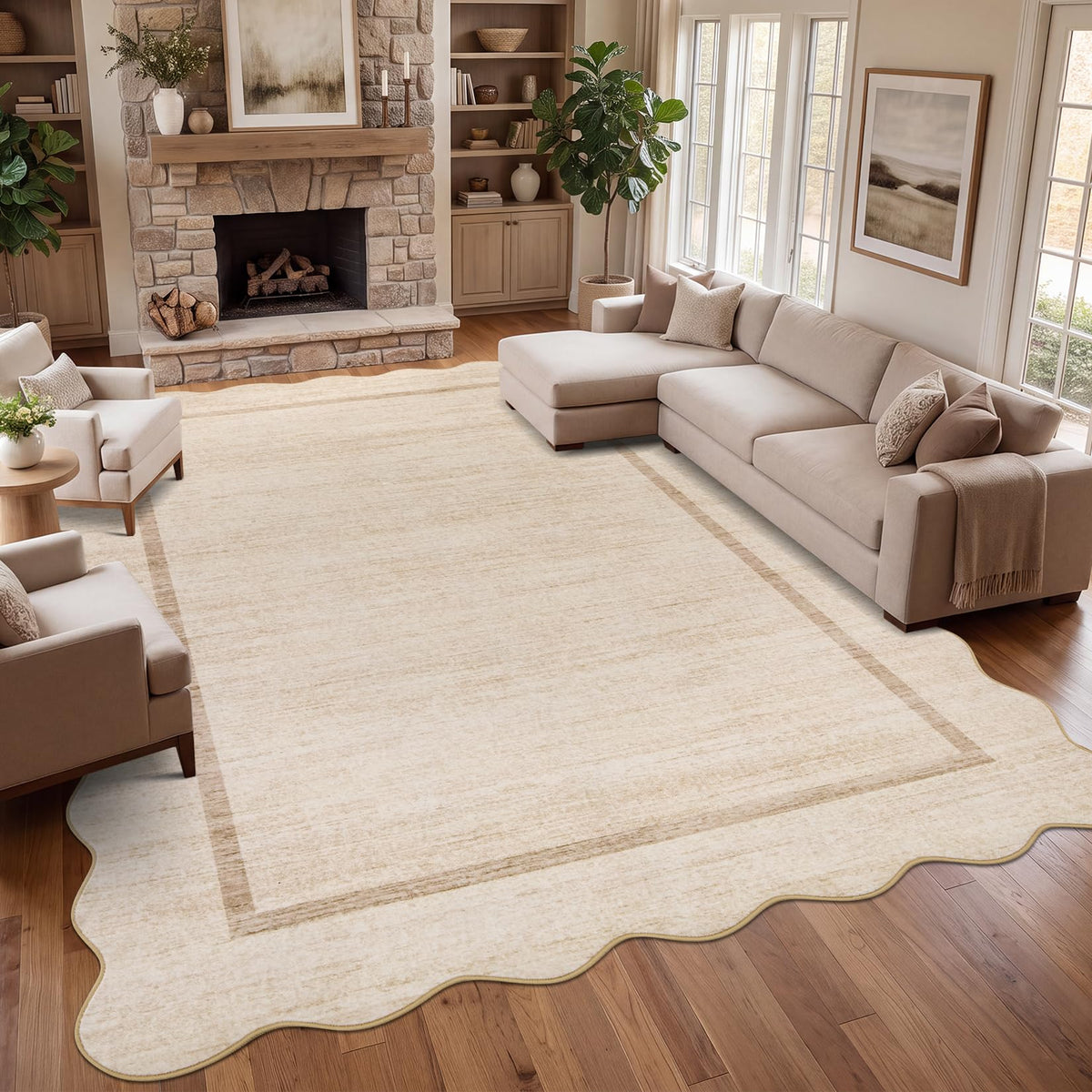 GarveeHome Scalloped Washable Runner Rug 2x6 Non Slip Kitchen Rugs