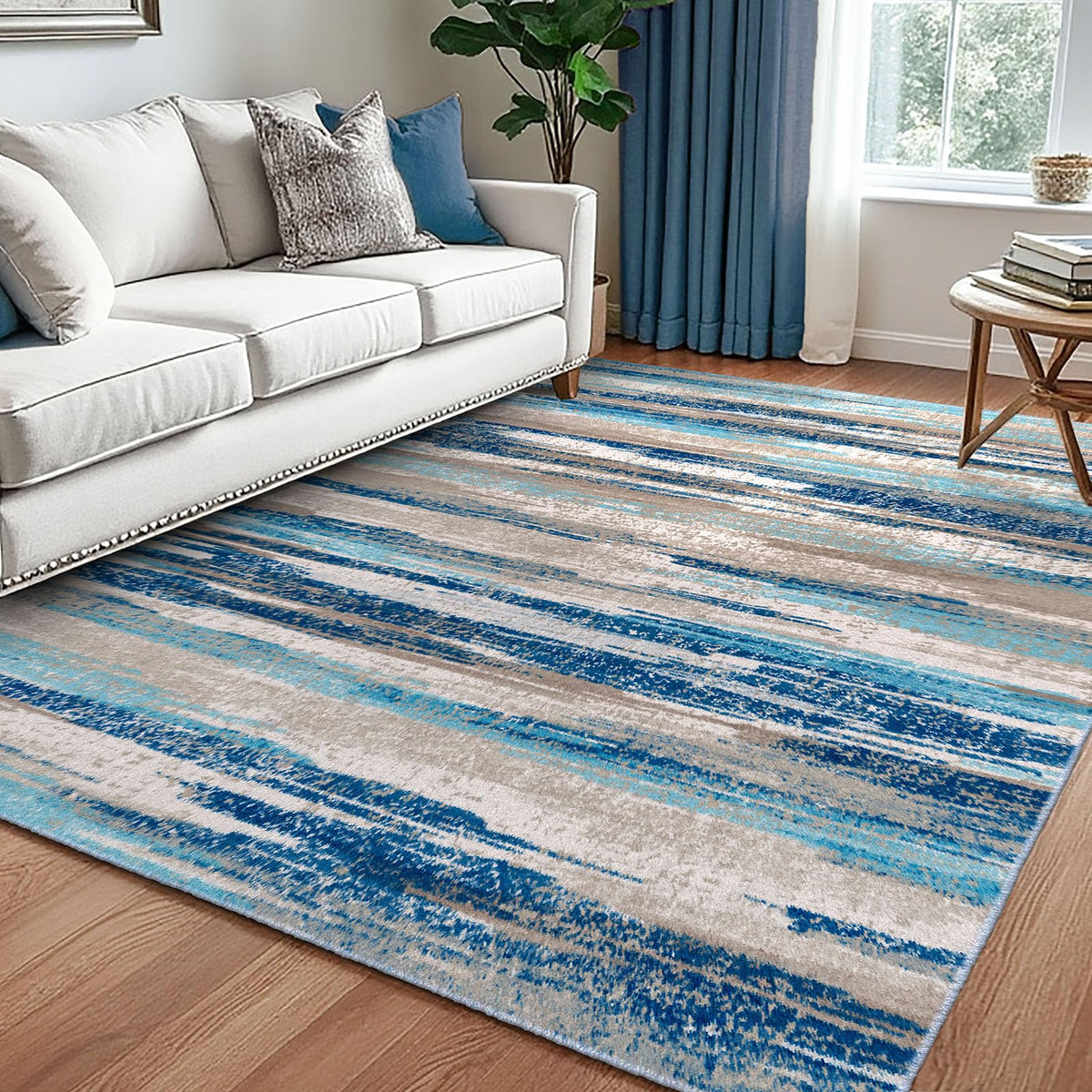 Lansny Modern Abstract 2x5 Runner Rug Non Slip Washable Kitchen Rugs