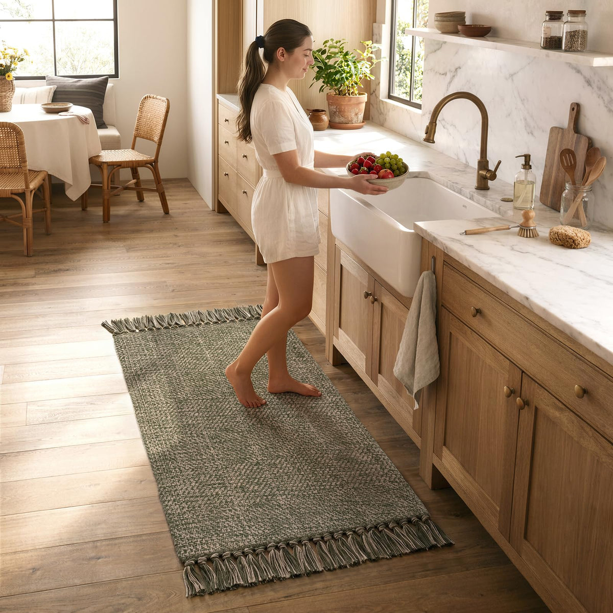 Collive Bathroom Runner Rug, 2' x 5' Modern Farmhouse Kitchen Rugs