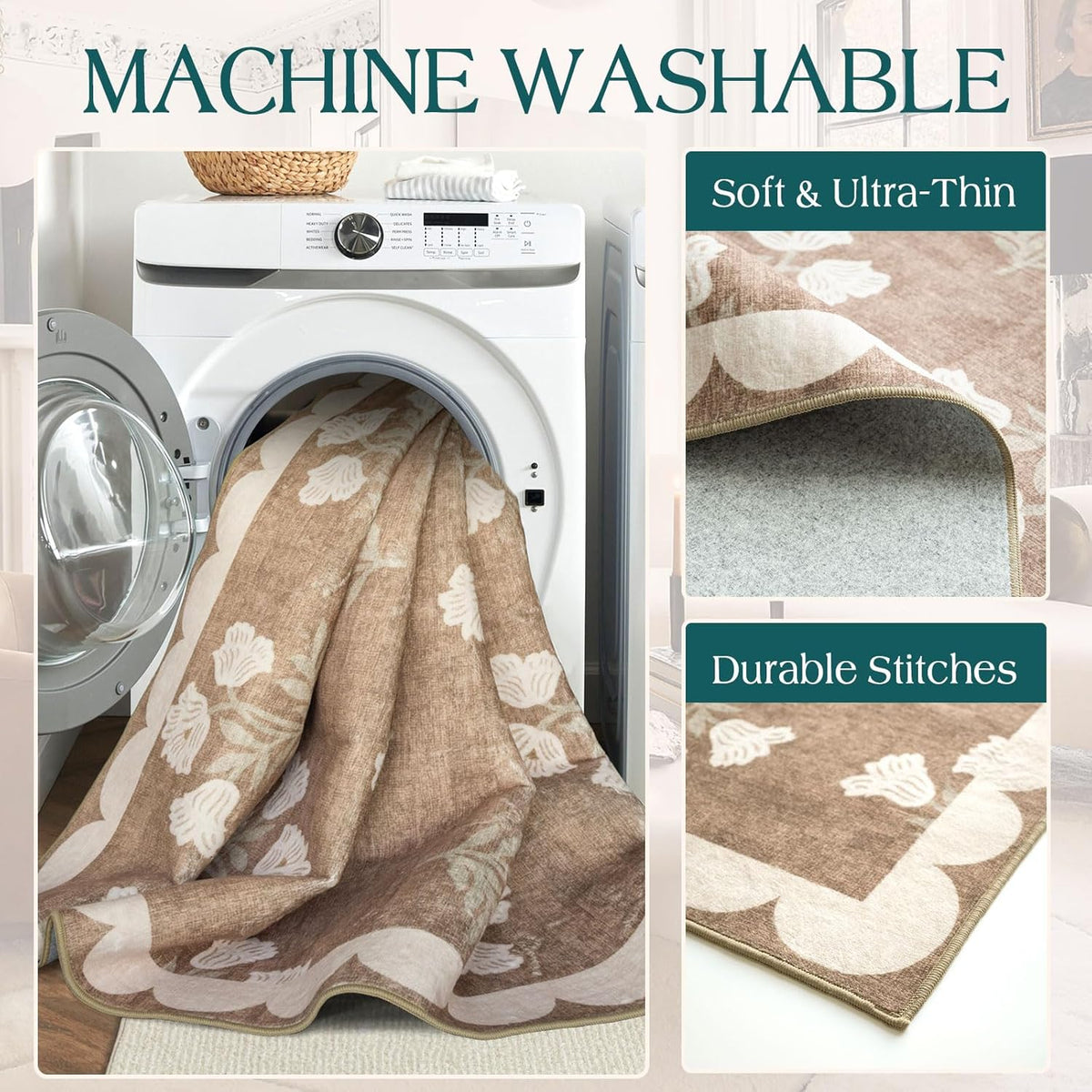 Kitchen Rugs Sets of 3 Non-Slip Washable - Kitchen Mats for Floor