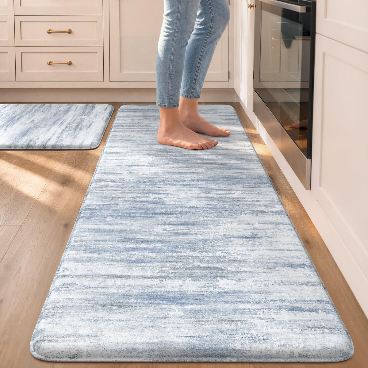 KIMODE Anti Fatigue Kitchen Mats for Floor 2 Piece, Abstract Kitchen Rugs