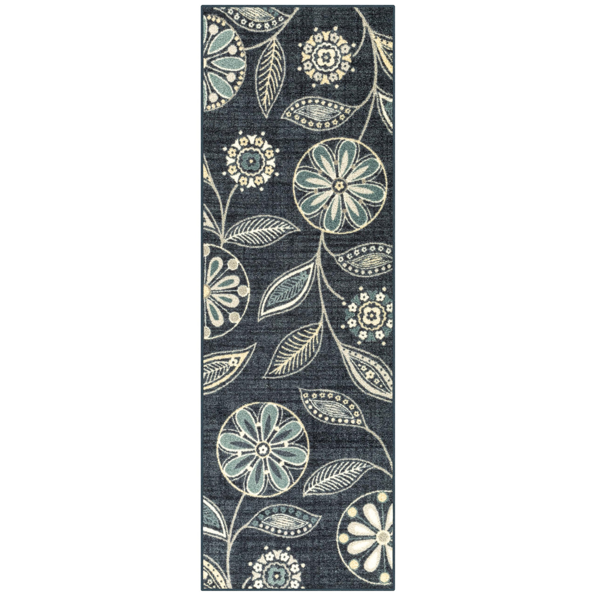 Maples Rugs Reggie Bohemian Floral Print Kitchen Rug, 2'6 x 3'10, Dark Grey