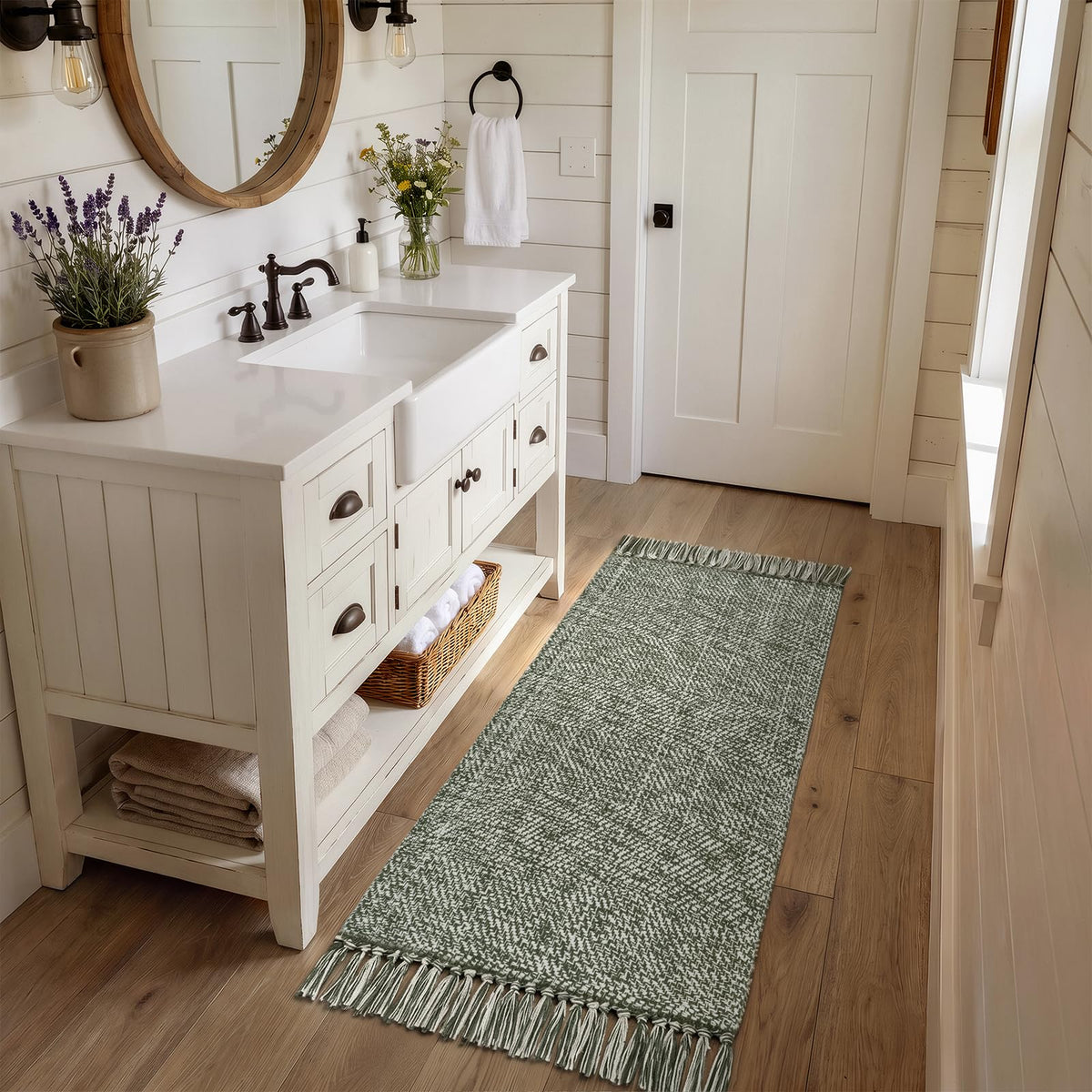 Collive Bathroom Runner Rug, 2' x 5' Modern Farmhouse Kitchen Rugs