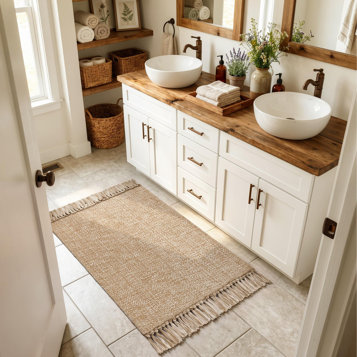 Collive Bathroom Runner Rug, 2' x 5' Modern Farmhouse Kitchen Rugs