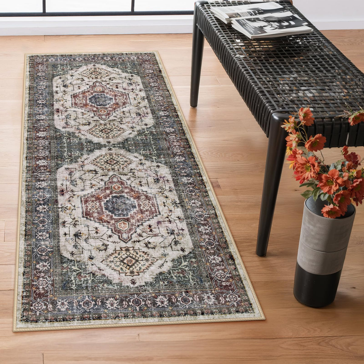 Lahome Oriental Kitchen Runner Rug Non Slip, 2x8 Runners for Hallways
