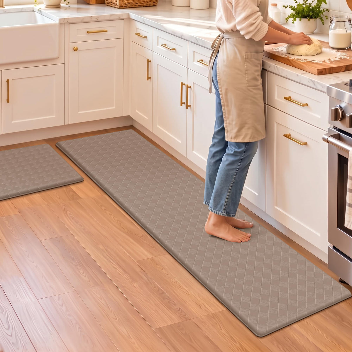 TranquilRelax 2-Piece Kitchen Mats, Cushioned Non-Slip Floor Mats, Black