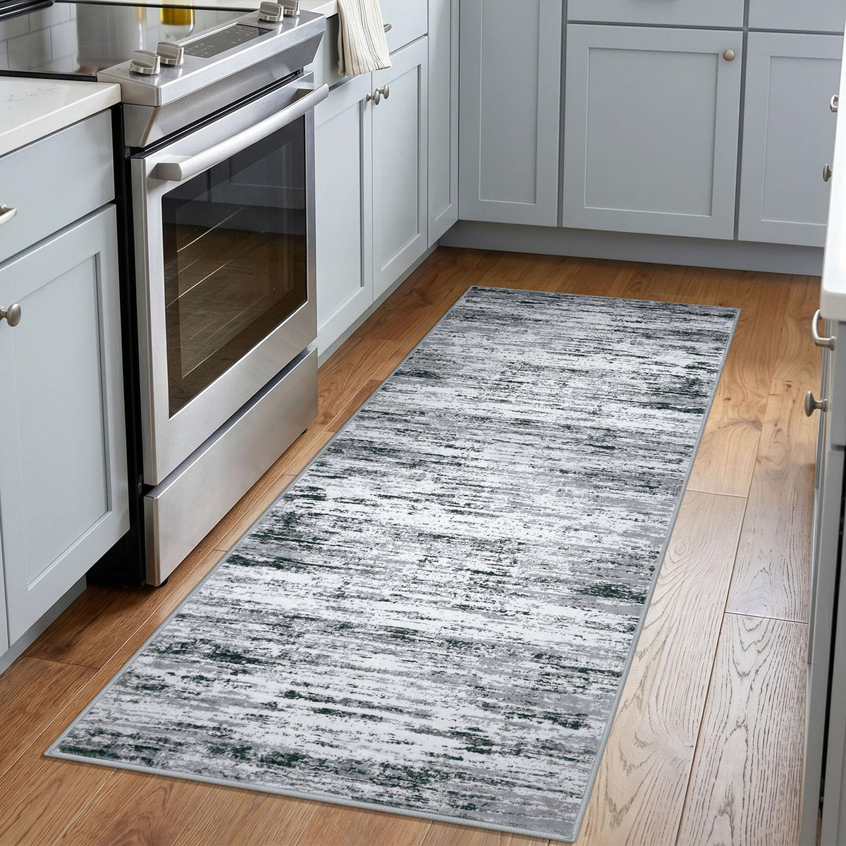 Lansny Modern Abstract 2x5 Runner Rug Non Slip Washable Kitchen Rugs