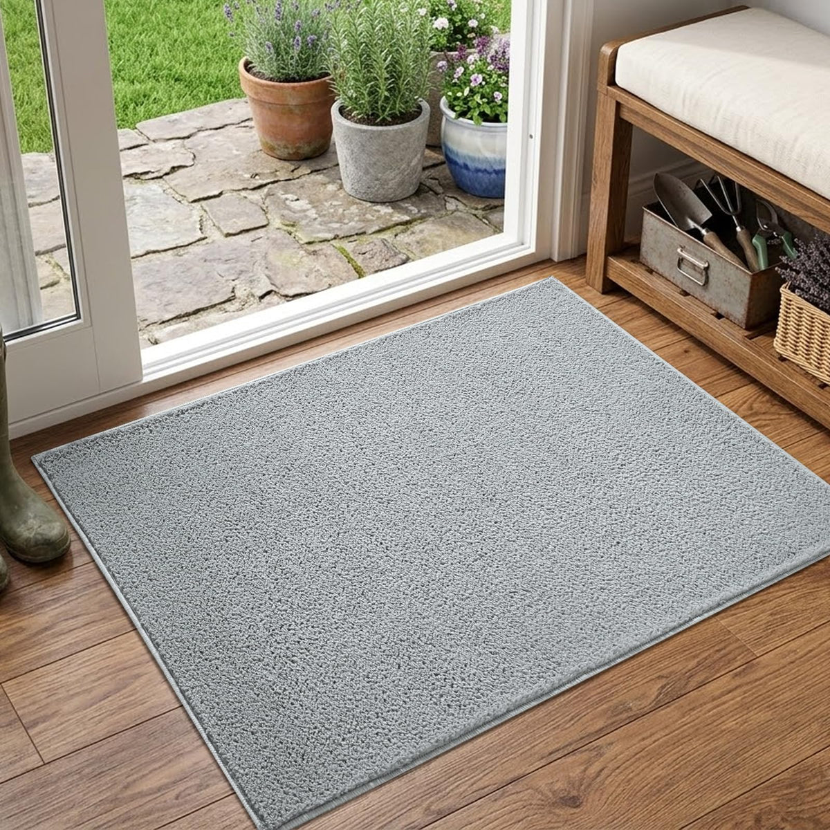 2x6 Grey Runner Rug Washable Non-Slip Soft for Kitchen Hallway Bathroom