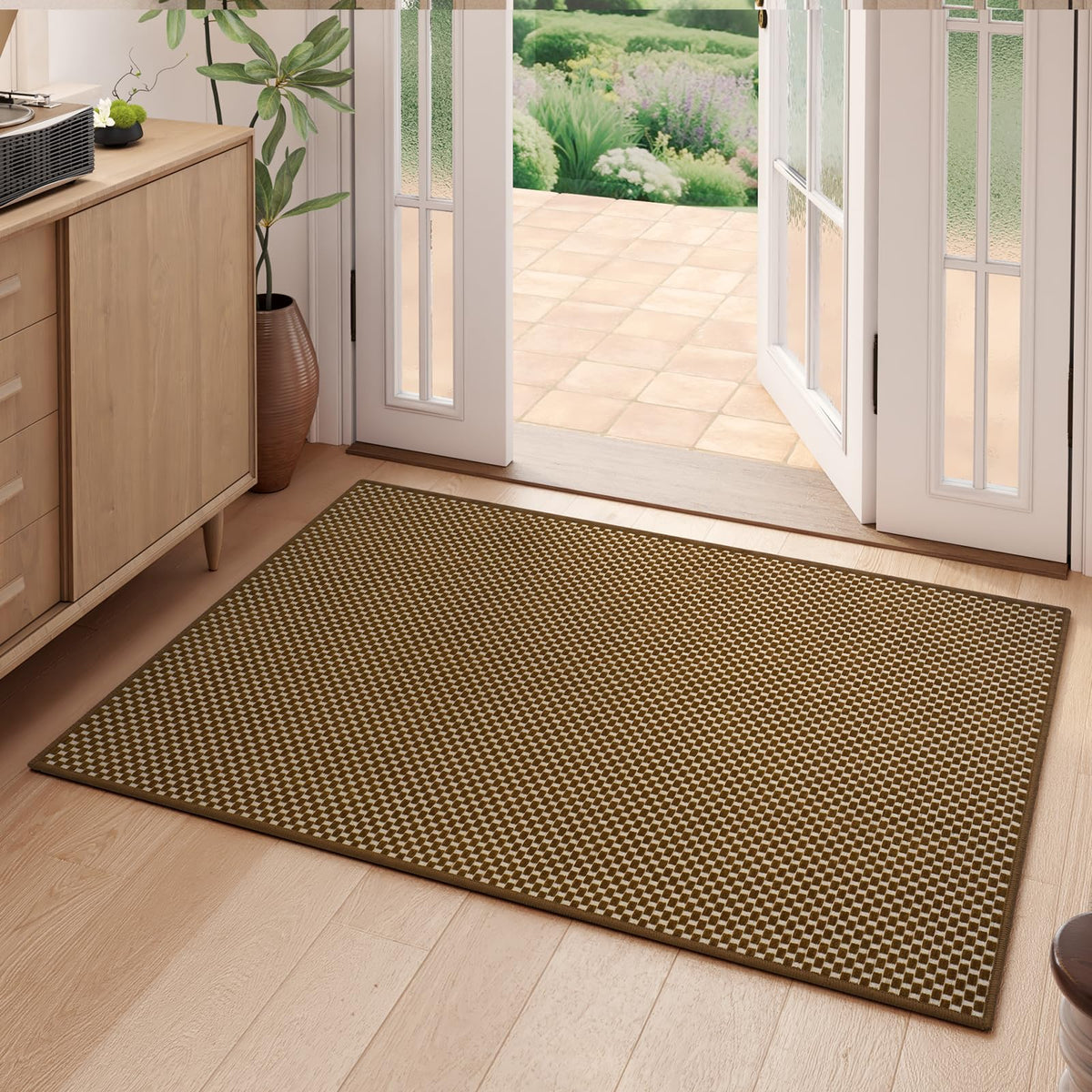 YDKGL 2x6 ft Low Pile Kitchen Runner Mat, Non Slip Washable, Brown