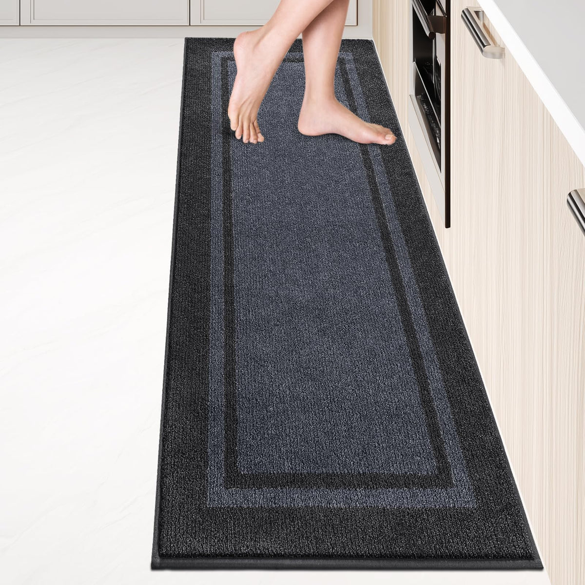 Kitchen Rugs 24" x 36", Non-Slip Kitchen Mats, Beige & Grayish Brown