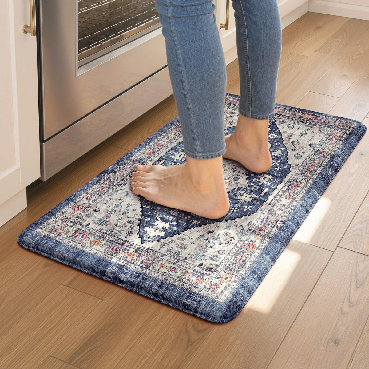 Collive Boho Kitchen Rugs Sets of 2 Fall Kitchen Mats for Floor Waterproof