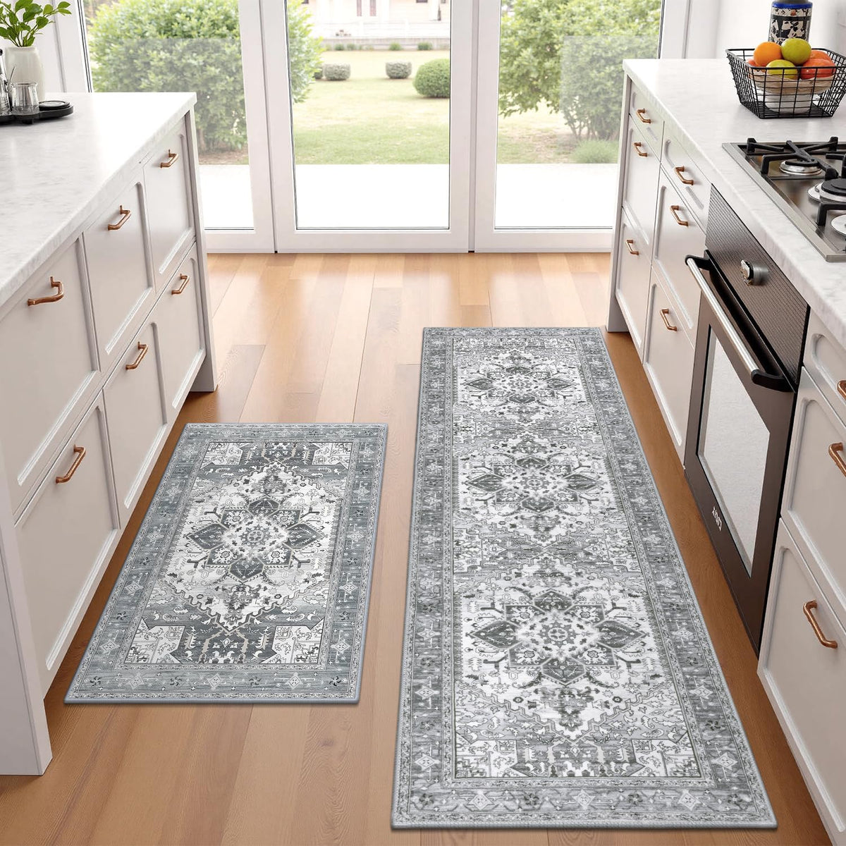 Yamaziot Washable Kitchen Runner Rugs Set of 3 with Non Slip Rubber Backing