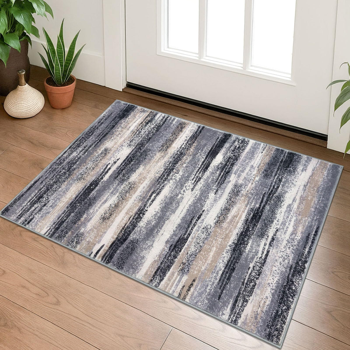 Lansny Modern Abstract 2x5 Runner Rug Non Slip Washable Kitchen Rugs