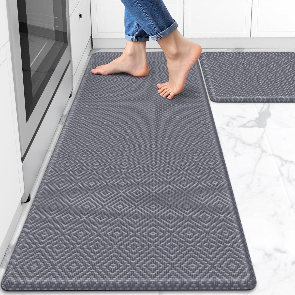 Kitchen Mat 2PCS Kitchen Rugs Cushioned Anti-Fatigue Rug Standing Desk Mat