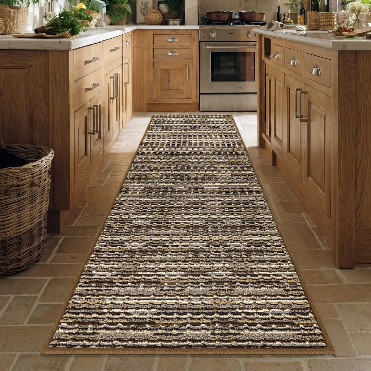 BSICPRO Kitchen Rugs Sets of 2, Non Slip Kitchen Mats for Floor, Black