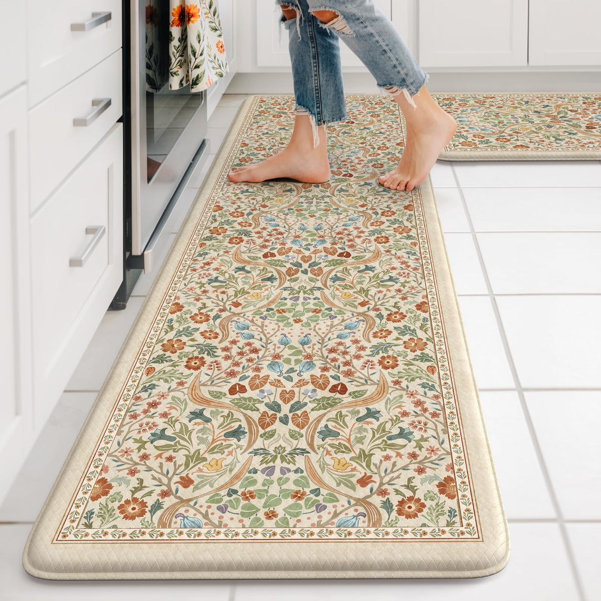Collive Kitchen Mats for Floor, Kitchen Rugs Sets of 2 Non Slip Washable