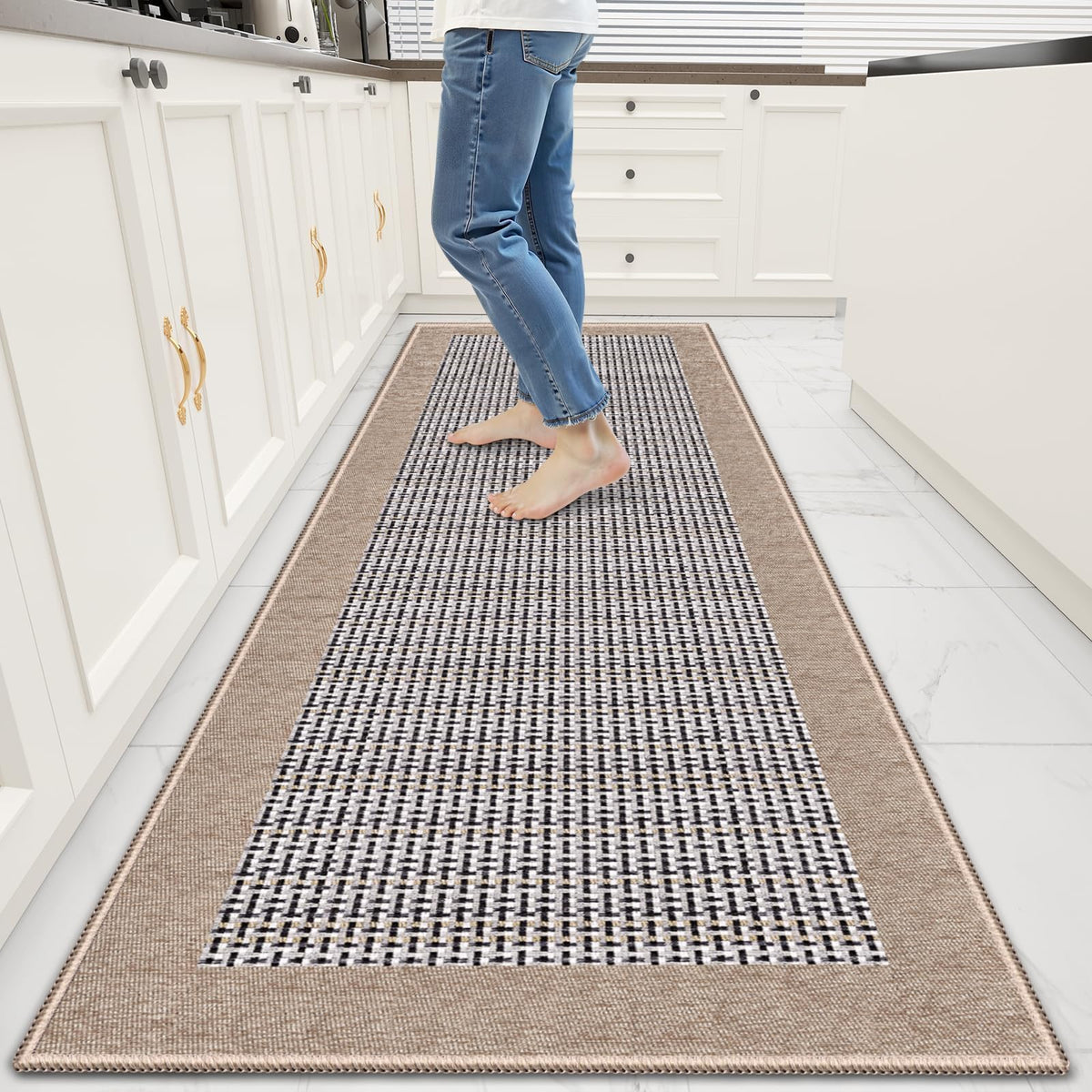 StepRite Chenille Kitchen Rug, Kitchen Mat for Floor, 32'' x 20'', Grey