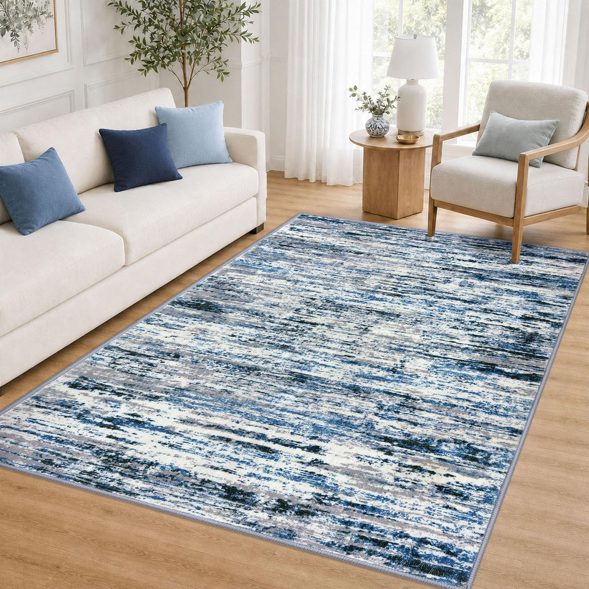 Lansny Modern Abstract 2x5 Runner Rug Non Slip Washable Kitchen Rugs