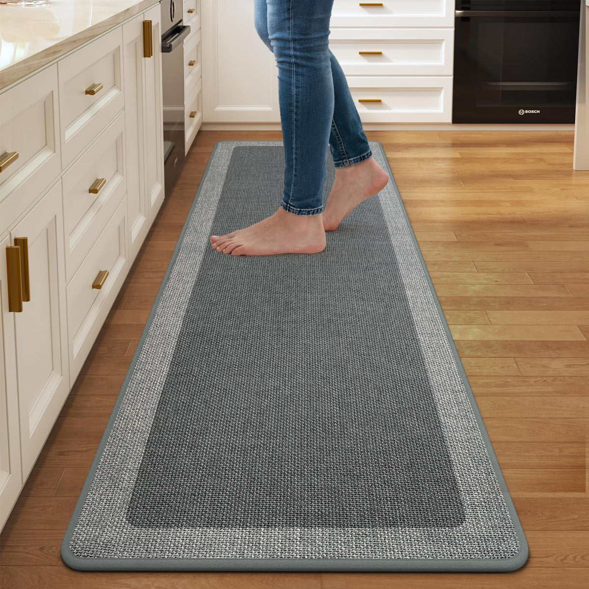 Kitchen Rugs, Non Slip Rubber Backing Kitchen Mat, 17"x30", Brown