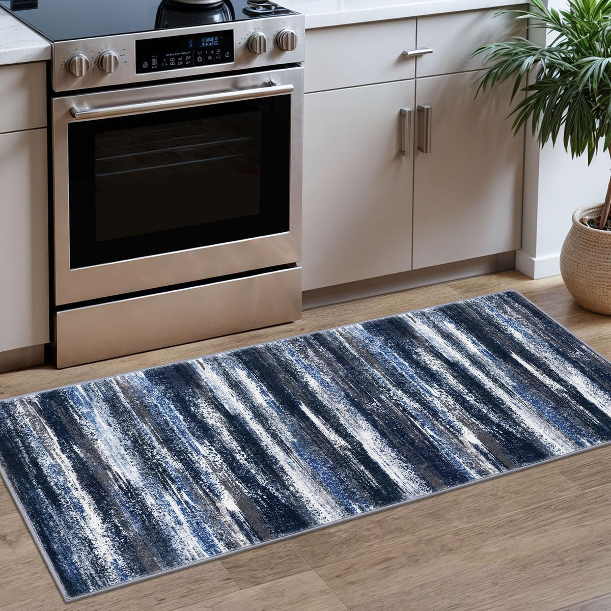 Lansny Modern Abstract 2x5 Runner Rug Non Slip Washable Kitchen Rugs
