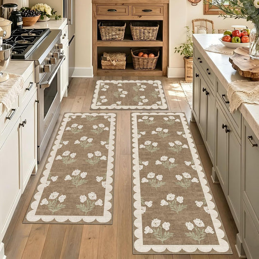 Kitchen Rugs Sets of 3 Non-Slip Washable - Kitchen Mats for Floor