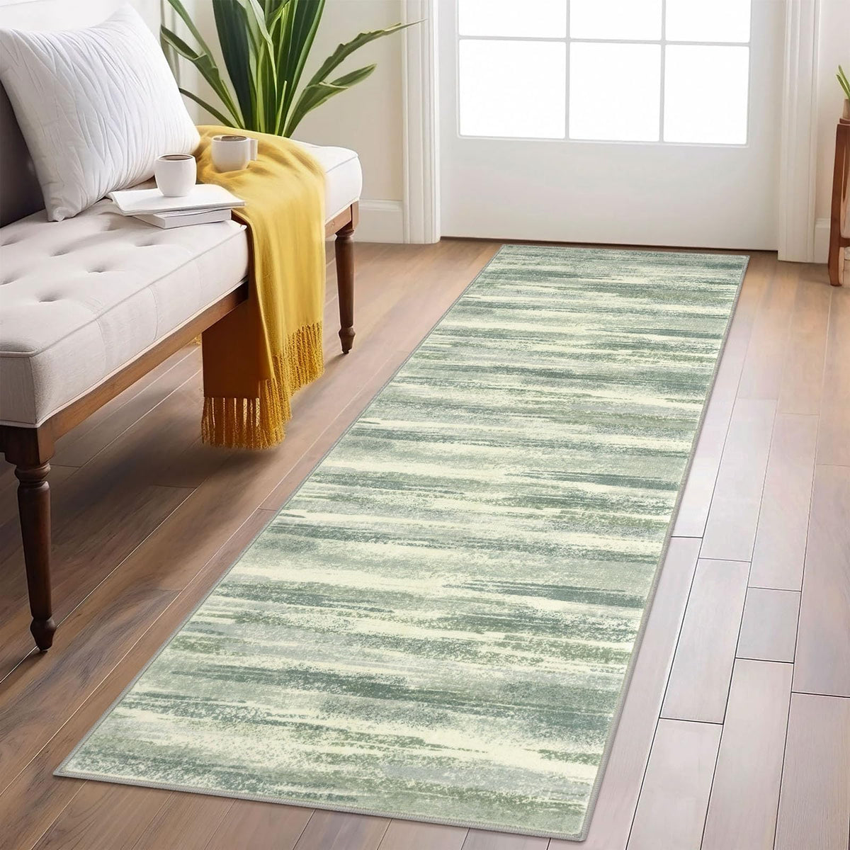 Lansny Modern Abstract 2x5 Runner Rug Non Slip Washable Kitchen Rugs