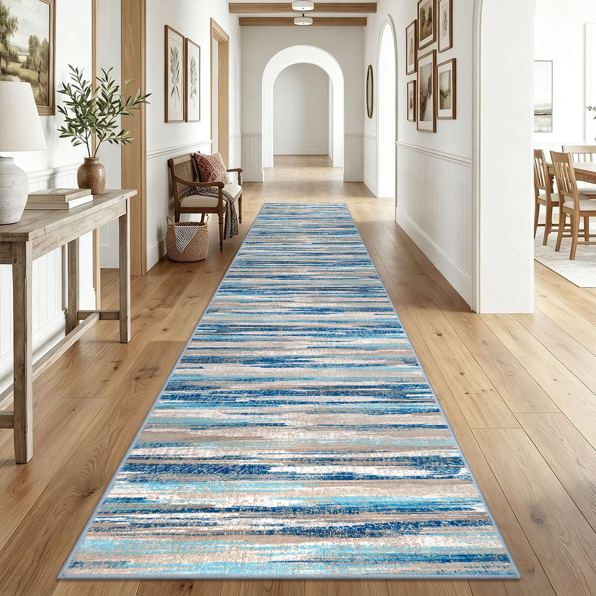 Lansny Modern Abstract 2x5 Runner Rug Non Slip Washable Kitchen Rugs