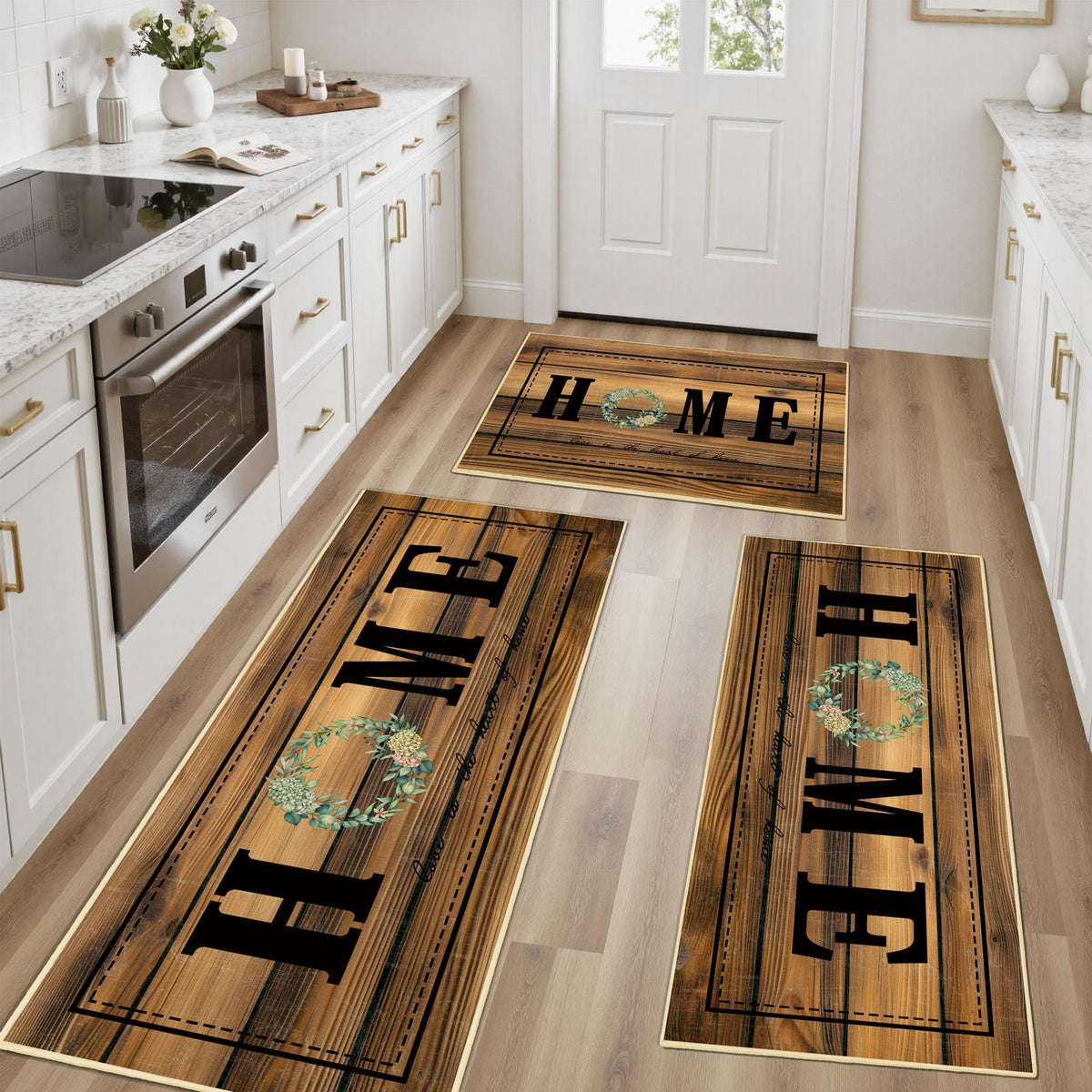 Kitchen Rugs Non Slip Washable Farmhouse Kitchen Mats for Floor, Rustic