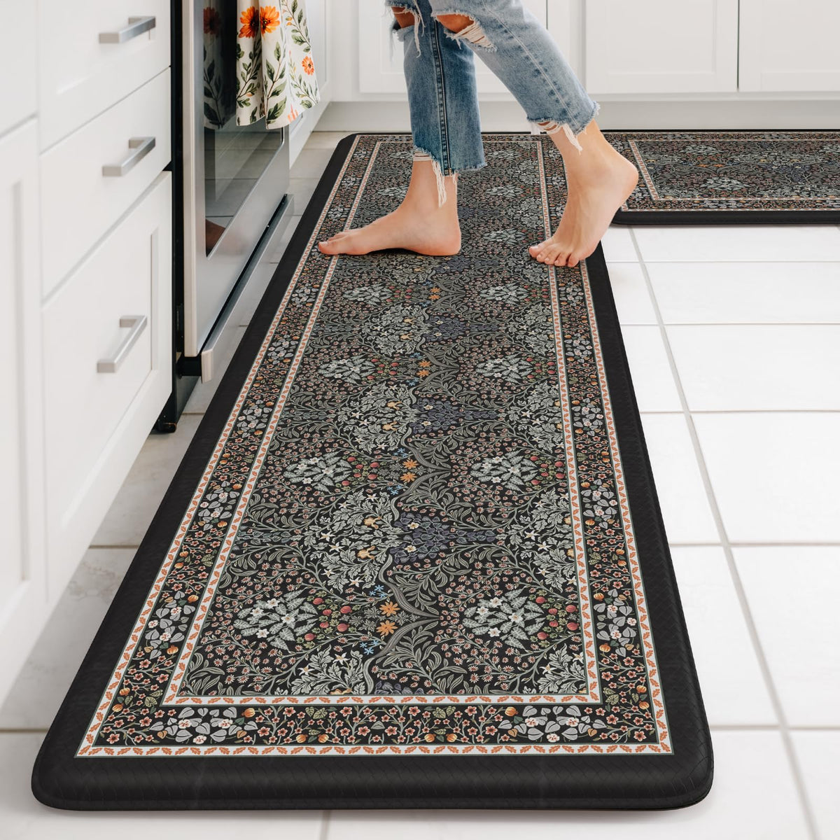 Collive Kitchen Mats for Floor, Kitchen Rugs Sets of 2 Non Slip Washable